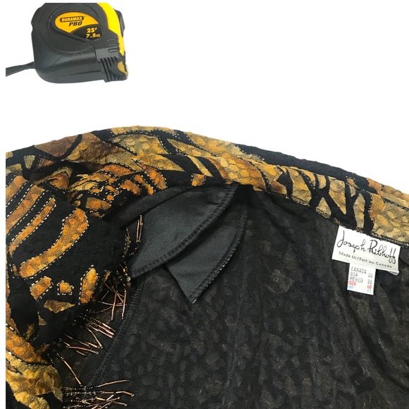 Retro Abstract Print Drape Jacket/Kimono Jacket/Abstract Metallic Open Front - Picture 7 of 16